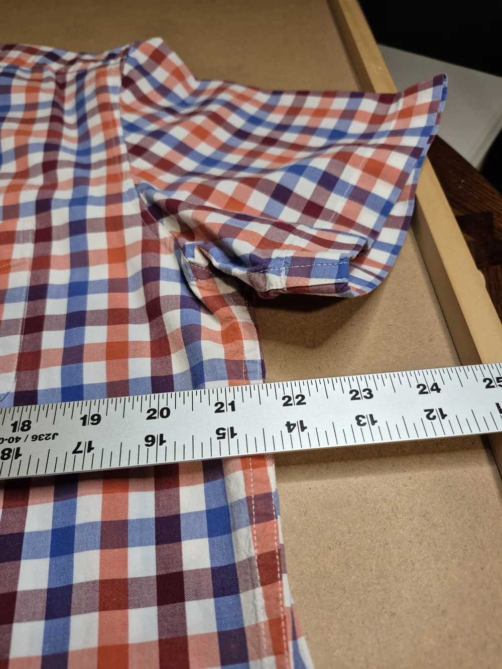 J. Crew Blue, Red & White Short-Sleeve Check 1/4 Button-Down Shirt 4338/6